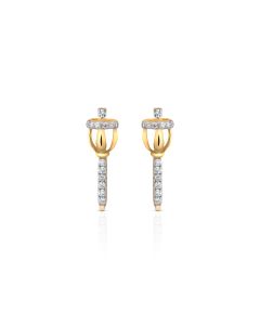 Gold diamond earrings inspired by royal staff