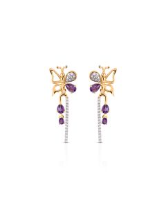 Butterfly-inspired diamond earrings with blue drops for Navratri grace