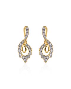 Paisley-inspired diamond earrings with a golden finish