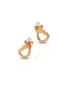 Contemporary swirl diamond studs with polished golden finish