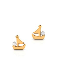 Sailboat-inspired diamond studs with golden sails and elegance
