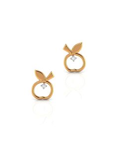 Fruit-Inspired Diamond Studs with Polished Golden Craftsmanship