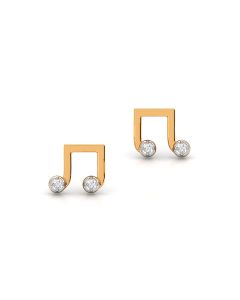 Musical note diamond studs with graceful golden contours