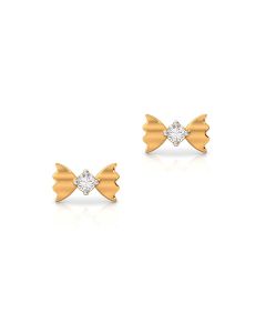 Playful bow diamond studs with polished golden artistry