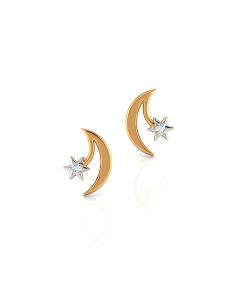 Crescent moon diamond studs with elegant golden craftsmanship