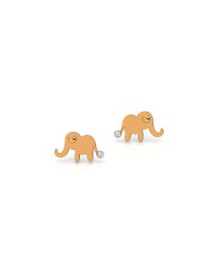Elephant motif diamond studs with auspicious golden artistry