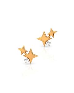 Radiant star diamond studs with polished golden details