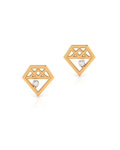Diamond-Shaped Studs with Geometric Open Gold Framework