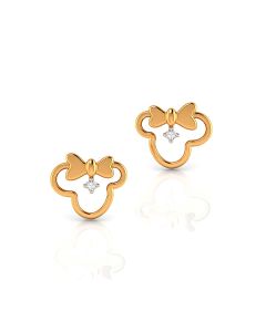 Minnie-Inspired Floral Diamond Studs with Refined Gold Design