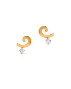 Spiral swirl diamond studs with polished golden contours