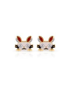 Bunny Love Gold Studs with White and Black Enamel