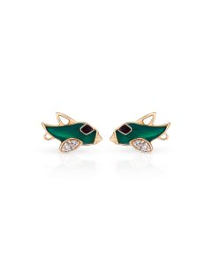 Sky Pilot Gold Studs with Green and Black Enamel