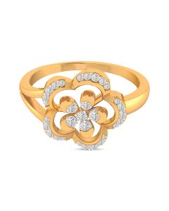 Glossy Flower Diamond Ring