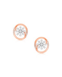 Magnificent Circular Rose Gold Diamond Earrings