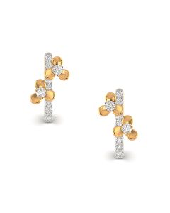 Twin Flowers Diamond & Gold Earrings