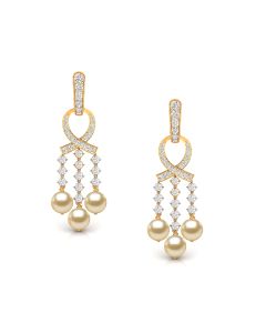 Pearl Drops Chandelier Diamond Earrings