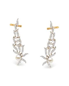 Pearl Web Contemporary Diamond Earrings