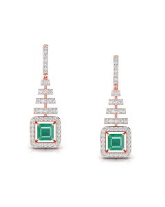 Brilliant Emerald Drop Diamond Earrings