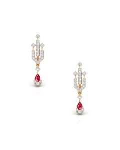 Luminous Ruby Drop Diamond Earrings