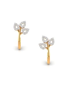 Tri Petal Diamond Stud Earrings