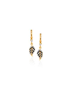 Feather Leaf Diamond Drops with Textured Detail