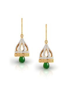 Emerald Drop Diamond Jhumka Earrings
