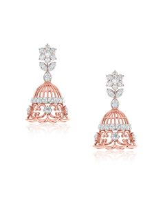 Intricate Floral Rose Gold Diamond Earrings