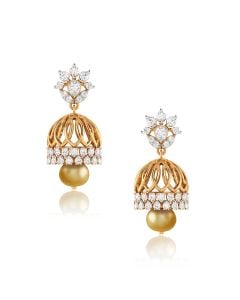 Antique Gold Mesh Diamond Jhumkas