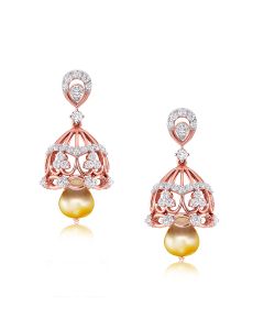 Dainty Designer Rose Gold Diamond Jhumkas