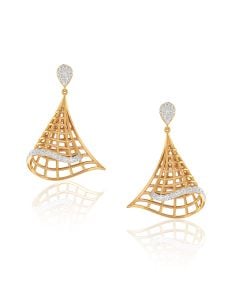 Designer Meshy Tassle Gold Diamond Danglers