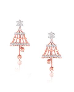 Floral Meshy Bell Diamond Jhumkas