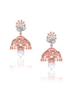 Majestic Diamond Pearl Drop Earrings