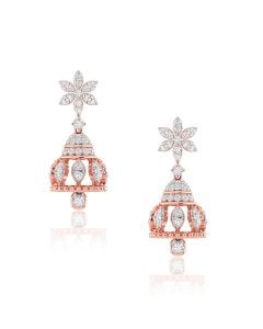 Regal Rose Gold Diamond Jhumkas