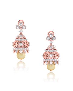 Gaudy Glitzy Rose Gold Jhumka