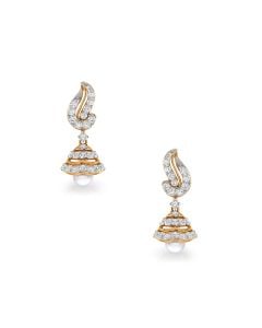 Stylish Diamond Pearl Jhumka Earrings