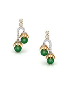 Designer Green Pearl Drop Diamond Earrings