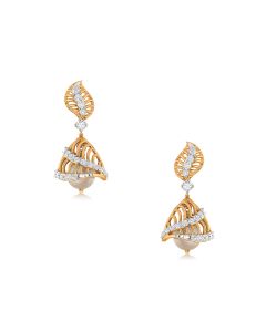 Enticing Leaf Design Jhumka Diamond Earrings