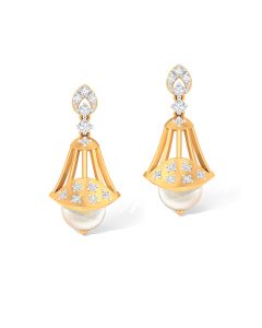 Pearl Diamond Gold Jhumkis