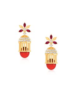 Designer Diamond Ruby Drop Earrings