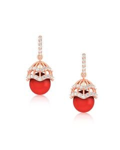 Graceful Gold Ruby Diamond Jhumkas