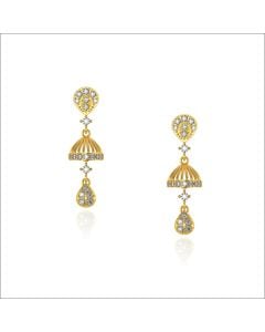 Charming Diamond Gold Jhumkis