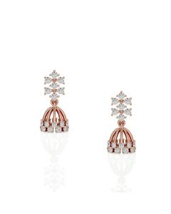 Glittering Rose Gold Diamond Jhumkas