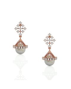 Sparkling Pearl Diamond Earrings